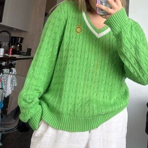 Ralph Lauren Bright Green V-Neck Sweater